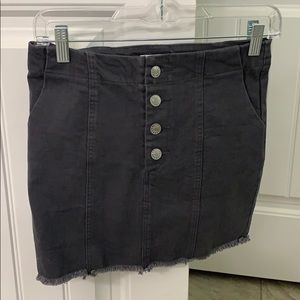 Gray button front mini skirt